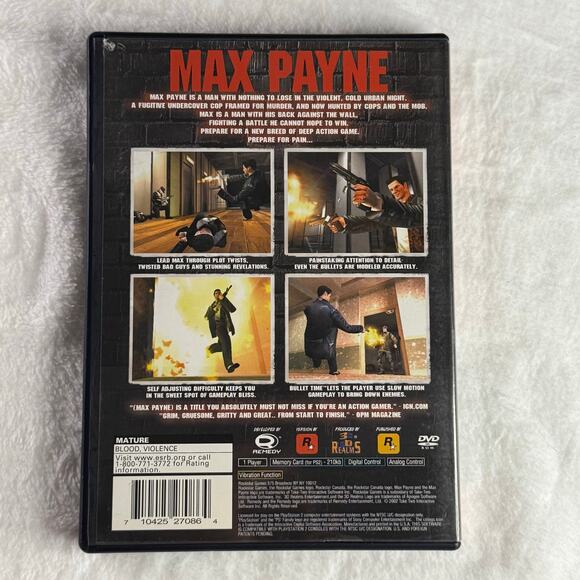 Max Payne Greatest Hits (PS2, 2002) Complete CIB Rockstar Remedy Tested & Works - Picture 2 of 9